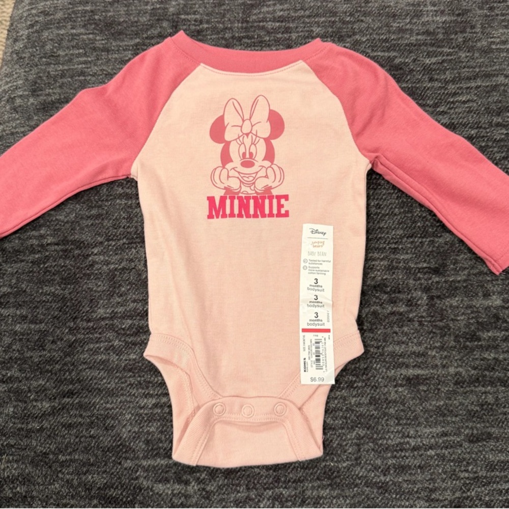 Disney Minnie Mouse Pink Raglan Sleeve Bodysuit